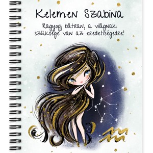 Személyre szabható - Barna hajú Csini Vízöntő lány mintás A5-ös füzet, Otthon & Életmód, Papír, írószer, Jegyzetfüzet & Napló, , MESKA