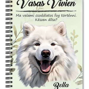 Személyre szabható - Samoyed portré mintás A6-os füzet, Otthon & Életmód, Papír, írószer, Jegyzetfüzet & Napló, , MESKA