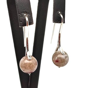 Fülbevaló golyó rubellit ívelt lógó 10-11mm, Ékszer, Fülbevaló, Lógó fülbevaló, , MESKA