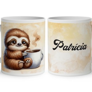 Névvel kérhető - Kávés lajhár és a forró kávé mintás bögre, Otthon & Életmód, Konyhafelszerelés, tálalás, Tálalás, Bögre & Csésze, , MESKA