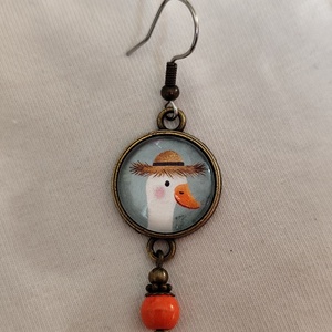 Üveglencsés fülbevaló libás képpel - ékszer - fülbevaló - lógós kerek fülbevaló - Meska.hu