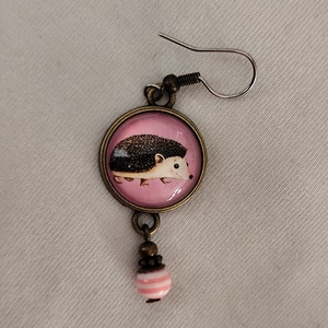 Üveglencsés fülbevaló sünivel - ékszer - fülbevaló - lógós kerek fülbevaló - Meska.hu