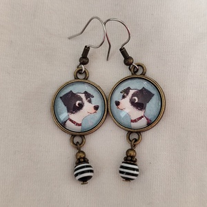 Üveglencsés fülbevaló kutyás képpel, Ékszer, Fülbevaló, Lógós kerek fülbevaló, Ékszerkészítés, MESKA