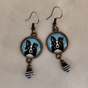 Üveglencsés fülbevaló kutyás képpel, Ékszer, Fülbevaló, Lógós kerek fülbevaló, Ékszerkészítés, MESKA