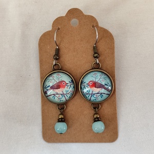 Madaras üveglencsés fülbevaló, Ékszer, Fülbevaló, Lógó fülbevaló, Ékszerkészítés, MESKA
