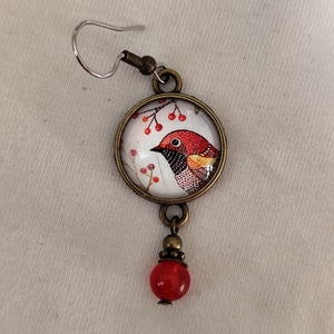 Madaras üveglencsés fülbevaló - ékszer - fülbevaló - lógó fülbevaló - Meska.hu