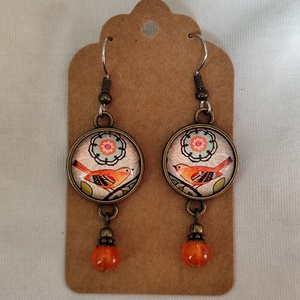 Madaras üveglencsés fülbevaló, Ékszer, Fülbevaló, Lógó fülbevaló, Ékszerkészítés, MESKA