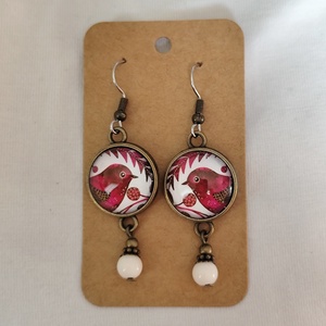 Madaras üveglencsés fülbevaló, Ékszer, Fülbevaló, Lógó fülbevaló, Ékszerkészítés, MESKA