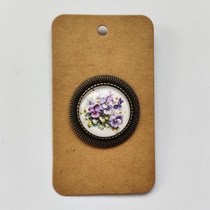 Ibolyás, virágos bross, Ékszer, Kitűző és Bross, Ékszerkészítés, MESKA