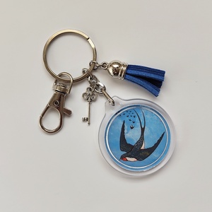 Fecskés kulcstartó, Táska & Tok, Kulcstartó & Táskadísz, Kulcstartó, Fotó, grafika, rajz, illusztráció, Ékszerkészítés, MESKA