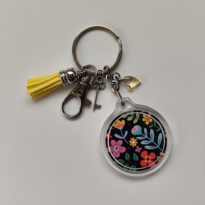 Virágos kulcstartó, Táska & Tok, Kulcstartó & Táskadísz, Kulcstartó, Fotó, grafika, rajz, illusztráció, Ékszerkészítés, MESKA