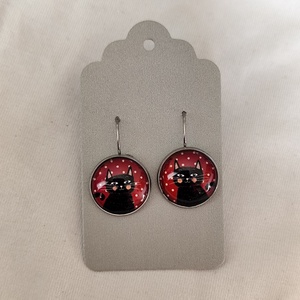 Cicás üveglencsés fülbevaló , Ékszer, Fülbevaló, Lógós kerek fülbevaló, Ékszerkészítés, MESKA