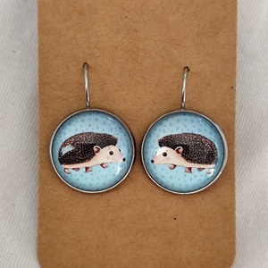 Sünis üveglencsés fülbevaló , Ékszer, Fülbevaló, Lógós kerek fülbevaló, Ékszerkészítés, MESKA