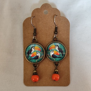 Madaras üveglencsés fülbevaló, Ékszer, Fülbevaló, Lógó fülbevaló, Ékszerkészítés, MESKA