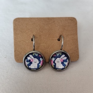 Nyuszis üveglencsés fülbevaló  - Meska.hu