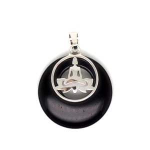 Fánk medál ülő buddha Obszidián 3cm, Kellékek & szerszámok, Ásvány alapanyag, , MESKA