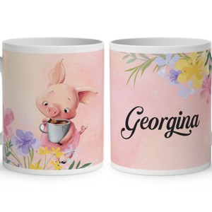 Kérd a neveddel - Cuki kávézós kis malac mintás bögre, Otthon & Életmód, Konyhafelszerelés, tálalás, Tálalás, Bögre & Csésze, , MESKA