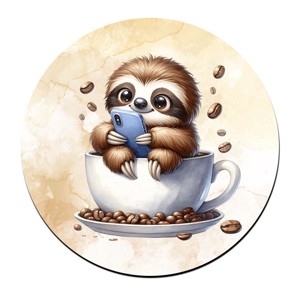 Telefonozós Kávés lajhár bögre alátét, Otthon & Életmód, Konyhafelszerelés, tálalás, Tálalás, Tányér- és poháralátét, , MESKA