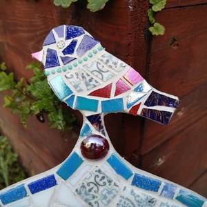 Kék-fehér kismadaras 3D mozaikkép - otthon & életmód - dekoráció - fali és függő dekoráció - falra akasztható dekor - Meska.hu