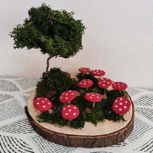 Gombalámpás drótfával - otthon & életmód - dekoráció - asztal és polc dekoráció - zuzmódekoráció, mohadekoráció - Meska.hu