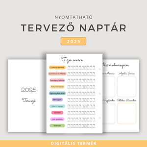 2025 Nyomtatható Éves Tervezőnaptár  Célokhoz, Hálanaplóval - Meska.hu
