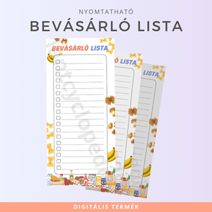 Nyomtatható Bevásárló Lista  Könnyítsd meg a vásárlást!, Otthon & Életmód, Papír, írószer, Naptár & Tervező, Fotó, grafika, rajz, illusztráció, MESKA