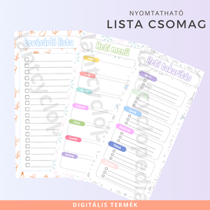 Nyomtatható Lista Csomag  Bevásárlólista, Heti Menü és Heti Takarítás Tervező, Otthon & Életmód, Papír, írószer, Naptár & Tervező, Fotó, grafika, rajz, illusztráció, MESKA