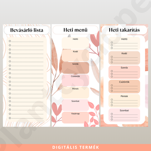 Nyomtatható Lista Csomag  Bevásárlólista, Heti Menü és Heti Takarítás Tervező - otthon & életmód - papír, írószer - naptár & tervező - Meska.hu