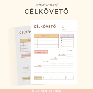Nyomtatható Célkövető  5 Lépéses Cselekvési Terv a Célok Sikeres Megvalósításáért, Otthon & Életmód, Papír írószer, Naptár & Tervező, Fotó, grafika, rajz, illusztráció, MESKA