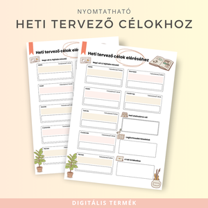 Nyomtatható Heti Tervező Célokhoz, Otthon & Életmód, Papír, írószer, Naptár & Tervező, Fotó, grafika, rajz, illusztráció, MESKA