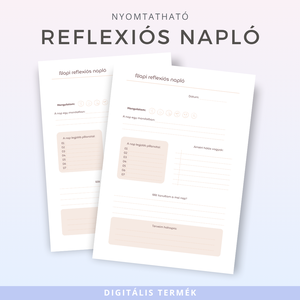 Nyomtatható napi reflexiós napló  önismereti és hála gyakorlatokkal, Otthon & Életmód, Papír, írószer, Naptár & Tervező, Fotó, grafika, rajz, illusztráció, MESKA