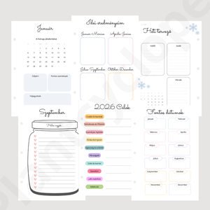 2026 Nyomtatható Éves Tervezőnaptár � Célokhoz, Hálanaplóval - otthon & életmód - papír, írószer - naptár & tervező - Meska.hu