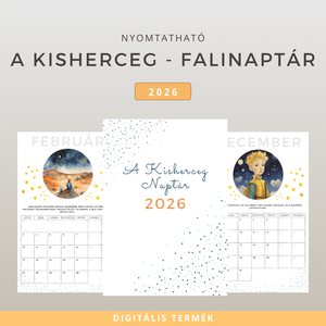 A Kisherceg 2026-os Nyomtatható Falinaptár � Inspiráló Idézetek és Varázslatos Illusztrációk, Otthon & Életmód, Papír, írószer, Naptár & Tervező, Fotó, grafika, rajz, illusztráció, MESKA