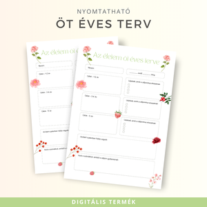 5 Éves Tervező � Nyomtatható Nőies, Letisztult Céltervező - Meska.hu