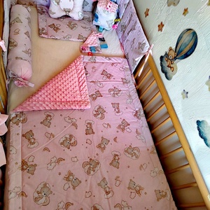 Rózsaszín macis baba ágynemű szett, Otthon & Életmód, Babaszoba, gyerekszoba, Baba ágynemű, Varrás, MESKA