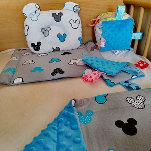 Kék Mickey egeres baba ágynemű szett - otthon & életmód - babaszoba, gyerekszoba - baba ágynemű - Meska.hu
