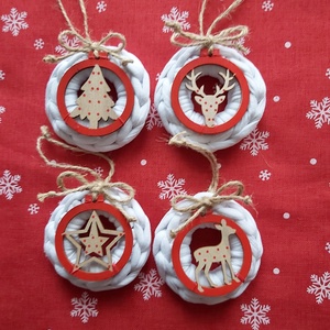 Horgolt karácsonyfadísz 4 db/csomag, Karácsony, Karácsonyi lakásdekoráció, Karácsonyfadíszek, Horgolás, MESKA