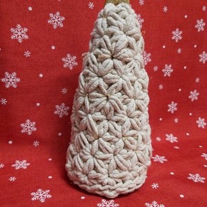 Jázmin mintás horgolt karácsonyfa led világítással - karácsony - karácsonyi lakásdekoráció - karácsonyfa, grincsfa - Meska.hu