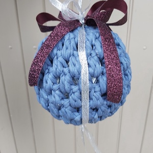 Horgolt karácsonyi függődísz, óriási méretű gömb , Karácsony, Karácsonyi lakásdekoráció, Karácsonyi lakásdíszek, Horgolás, MESKA