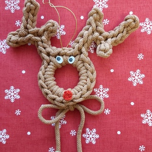 Horgolt karácsonyfadísz rénszarvas  - Meska.hu