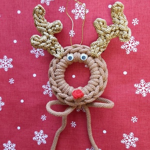 Horgolt karácsonyfadísz rénszarvas  - Meska.hu