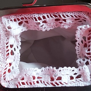 Tégla színű horgolt mini csatos pénztárca - táska & tok - pénztárca & más tok - aprópénztartó - Meska.hu