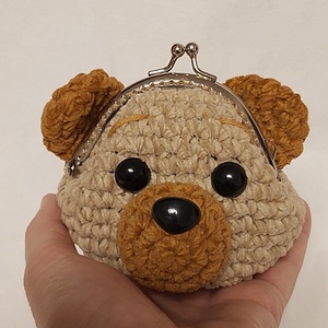 Mini horgolt mackó pénztárca - táska & tok - pénztárca & más tok - aprópénztartó - Meska.hu