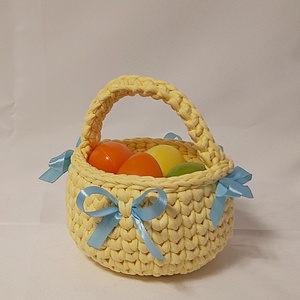 Horgolt sárga színű tavaszi kiskosár - otthon & életmód - dekoráció - asztal és polc dekoráció - dekorációs tál, tartó - Meska.hu