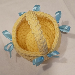 Horgolt sárga színű tavaszi kiskosár - Meska.hu