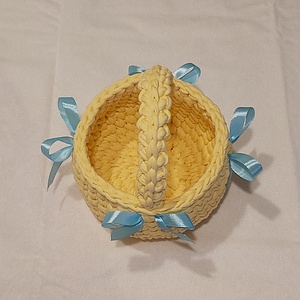 Horgolt sárga színű tavaszi kiskosár - otthon & életmód - dekoráció - asztal és polc dekoráció - dekorációs tál, tartó - Meska.hu