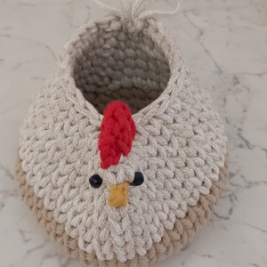 Horgolt tyúkocska kosár - otthon & életmód - dekoráció - asztal és polc dekoráció - dekorációs tál, tartó - Meska.hu