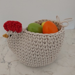 Horgolt tyúkocska kosár M méretben - Meska.hu