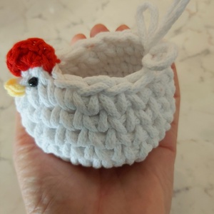Horgolt kicsi csibe kosár - otthon & életmód - tárolás & rendszerezés - tárolókosár - Meska.hu