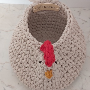 Horgolt tyúkocska kosár - otthon & életmód - dekoráció - asztal és polc dekoráció - dekorációs tál, tartó - Meska.hu